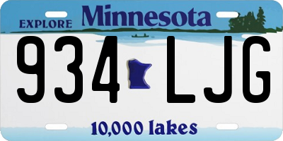 MN license plate 934LJG