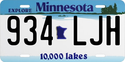 MN license plate 934LJH