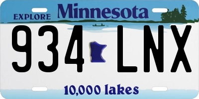 MN license plate 934LNX