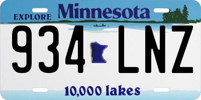 MN license plate 934LNZ