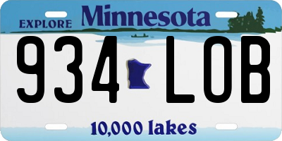 MN license plate 934LOB