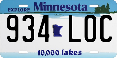 MN license plate 934LOC