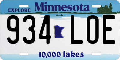 MN license plate 934LOE