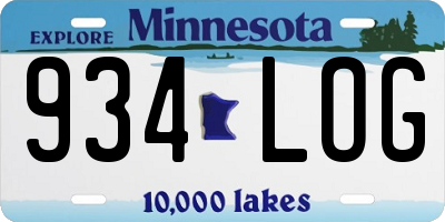 MN license plate 934LOG