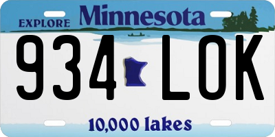 MN license plate 934LOK