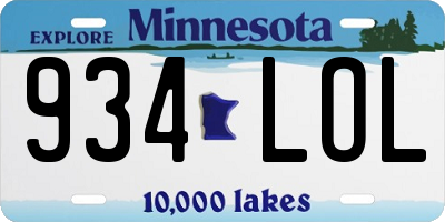 MN license plate 934LOL
