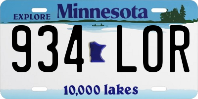 MN license plate 934LOR