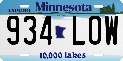 MN license plate 934LOW