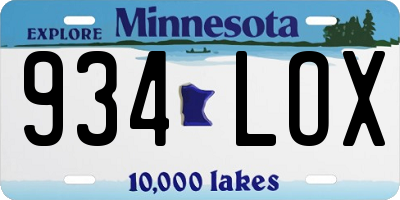 MN license plate 934LOX