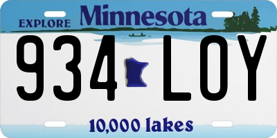 MN license plate 934LOY