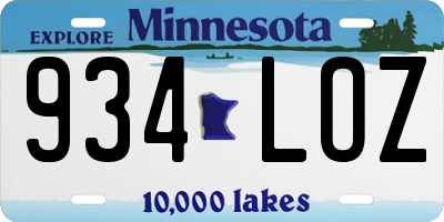MN license plate 934LOZ