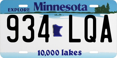 MN license plate 934LQA