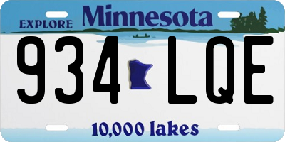 MN license plate 934LQE