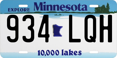 MN license plate 934LQH