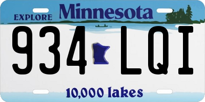 MN license plate 934LQI