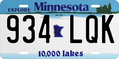 MN license plate 934LQK