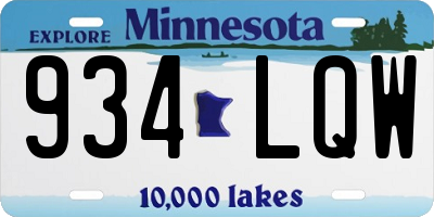 MN license plate 934LQW