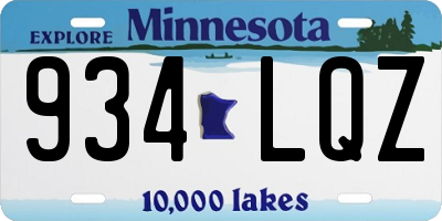 MN license plate 934LQZ
