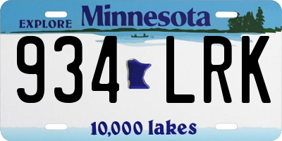 MN license plate 934LRK
