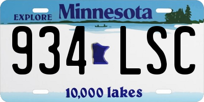 MN license plate 934LSC