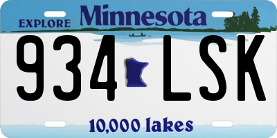 MN license plate 934LSK