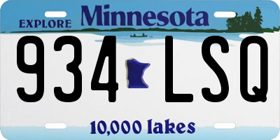 MN license plate 934LSQ