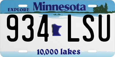 MN license plate 934LSU