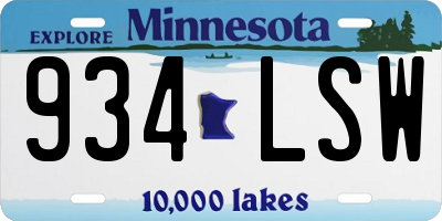MN license plate 934LSW
