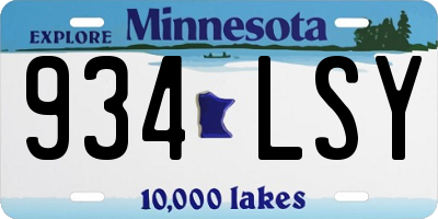 MN license plate 934LSY