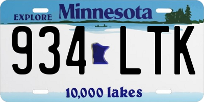 MN license plate 934LTK
