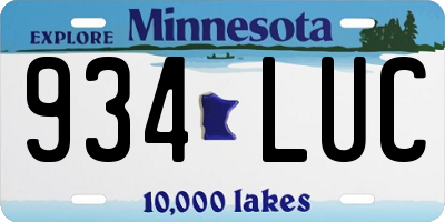 MN license plate 934LUC