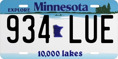 MN license plate 934LUE