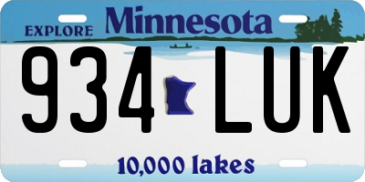 MN license plate 934LUK