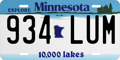 MN license plate 934LUM