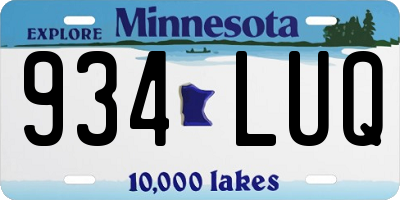 MN license plate 934LUQ