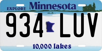 MN license plate 934LUV