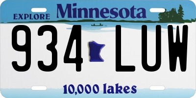 MN license plate 934LUW