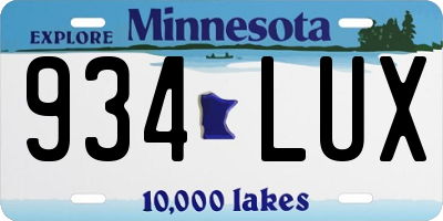MN license plate 934LUX