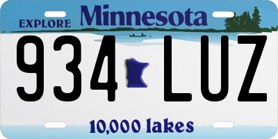 MN license plate 934LUZ