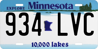 MN license plate 934LVC