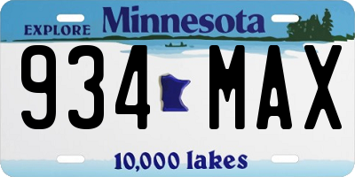 MN license plate 934MAX