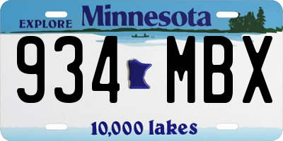 MN license plate 934MBX