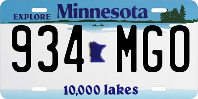 MN license plate 934MGO