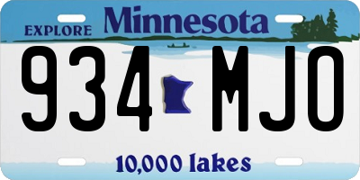 MN license plate 934MJO