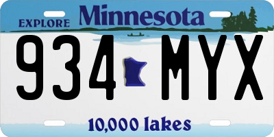 MN license plate 934MYX