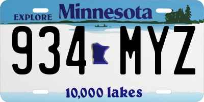 MN license plate 934MYZ