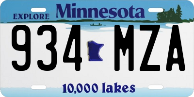 MN license plate 934MZA