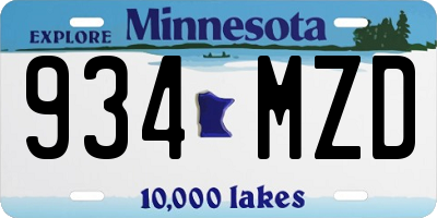 MN license plate 934MZD
