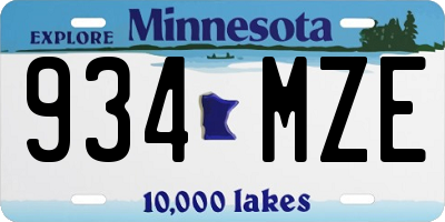 MN license plate 934MZE