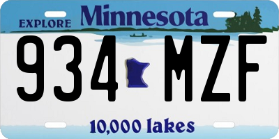 MN license plate 934MZF